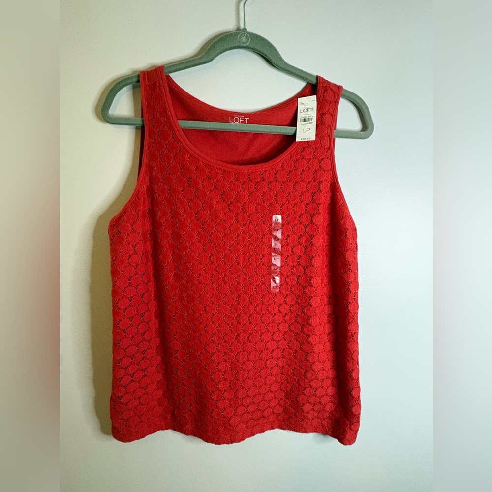 Women’s lace tank top Loft size large petite NWT